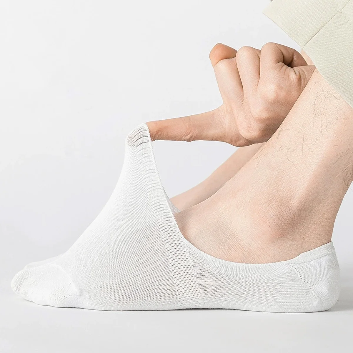 1/5 Pairs Men's Invisible Socks Slippers Cotton Silicone Non-slip Summer No-show Ankle Socks Casual Breathable Thin Boat Sock thumbnail 5