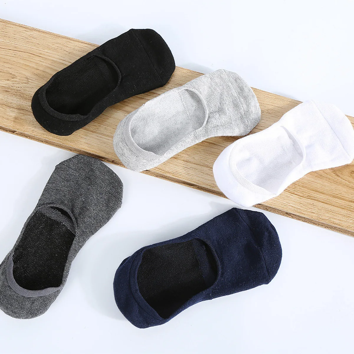 1/5 Pairs Men's Invisible Socks Slippers Cotton Silicone Non-slip Summer No-show Ankle Socks Casual Breathable Thin Boat Sock thumbnail 6