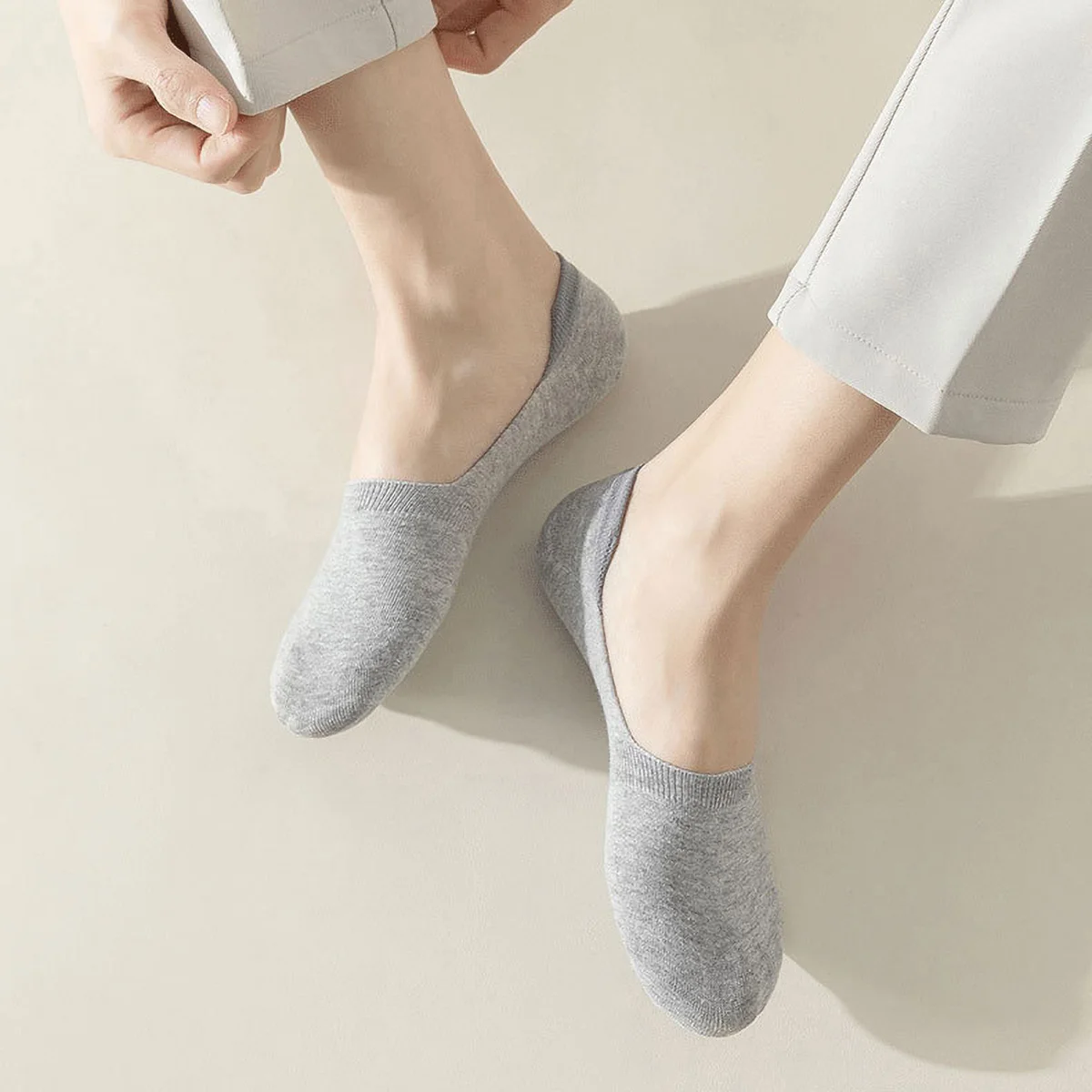 1/5 Pairs Men's Invisible Socks Slippers Cotton Silicone Non-slip Summer No-show Ankle Socks Casual Breathable Thin Boat Sock thumbnail 3