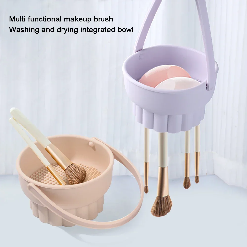 1PCS Silicone Washing Bowl Makeup Brush Cleaning Box Make-up Egg Drying Tool Set Powder Puff Washer Sponge Storage Artifact thumbnail 2
