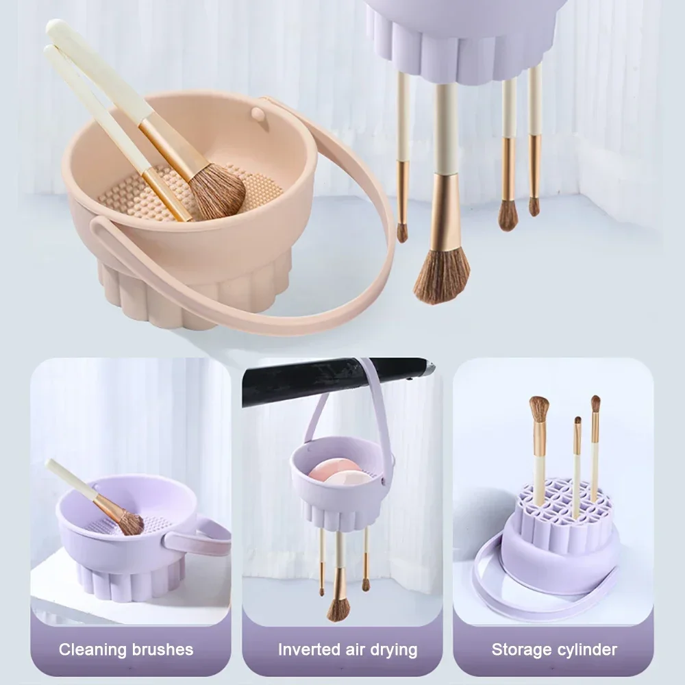 1PCS Silicone Washing Bowl Makeup Brush Cleaning Box Make-up Egg Drying Tool Set Powder Puff Washer Sponge Storage Artifact thumbnail 3