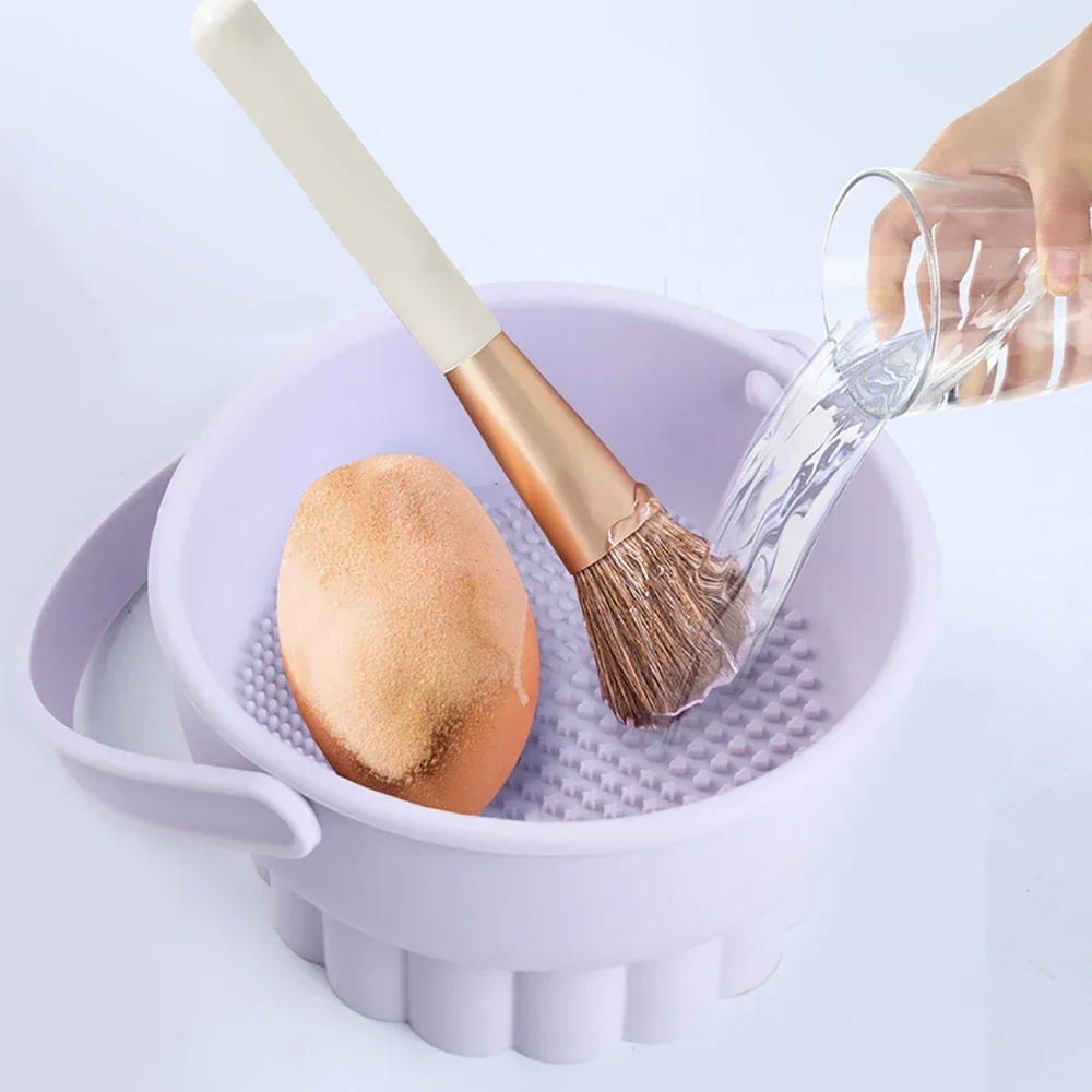 1PCS Silicone Washing Bowl Makeup Brush Cleaning Box Make-up Egg Drying Tool Set Powder Puff Washer Sponge Storage Artifact thumbnail 6