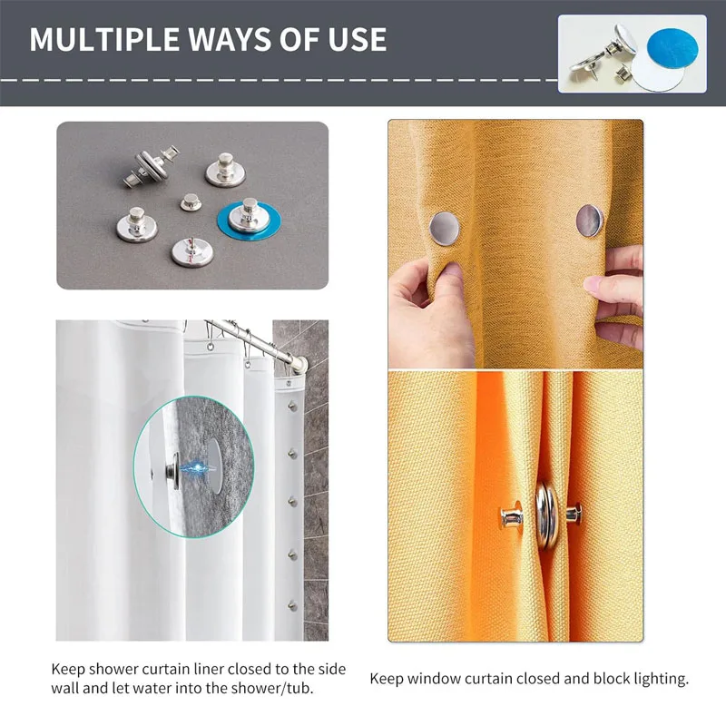 Metal Curtain Magnetic Closure Wall Mounted Magnetic Buckle Shower Curtain Magnet Clips Detachable Window Screen Fixed Fastener thumbnail 5