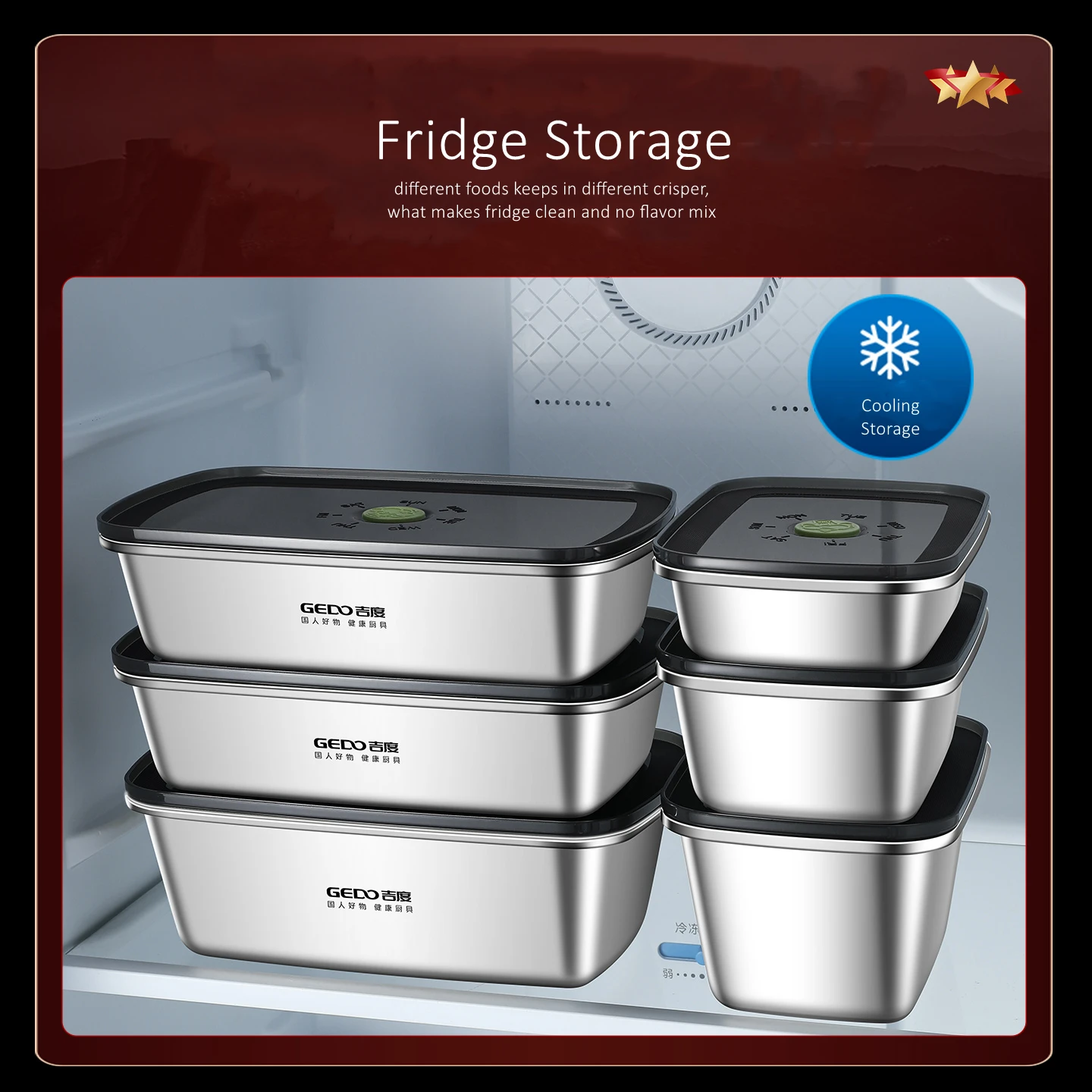 LFGB Certification 304 Stainless Steel Food Preservation Box Slight Vacuum Crisper Well Sealed Seafood Fresh Keeping Container thumbnail 4