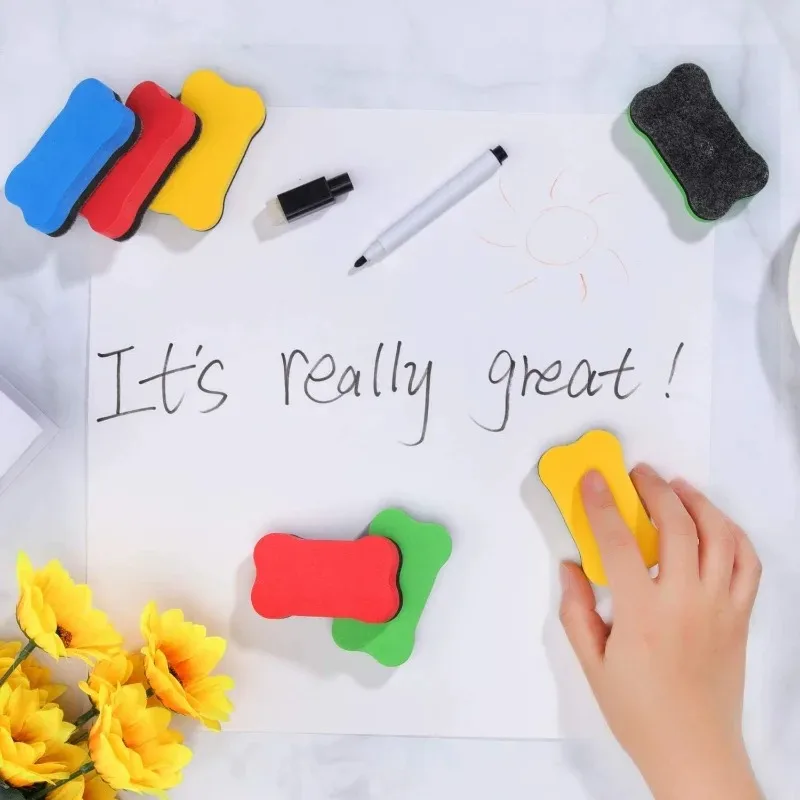 3pcs Magnetic Dry Erase Erasers White Board Erasers Drywipe Marker Cleaner School Office Supplies thumbnail 5
