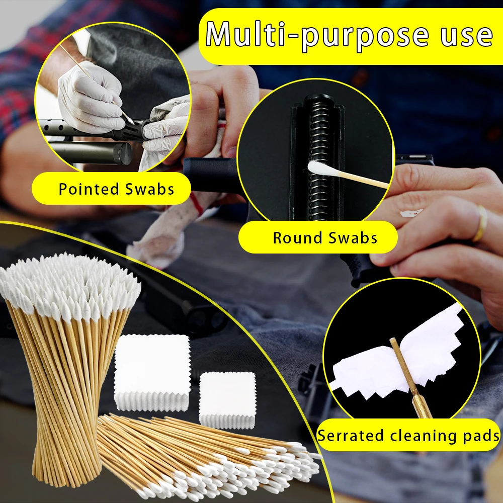 Gun Cleaning Patches Lint Free Gun Bore Chamber Cleaning Set 6 Inch Cotton Pointed Swabs Rifle Pistol Cleaning Supplies thumbnail 6