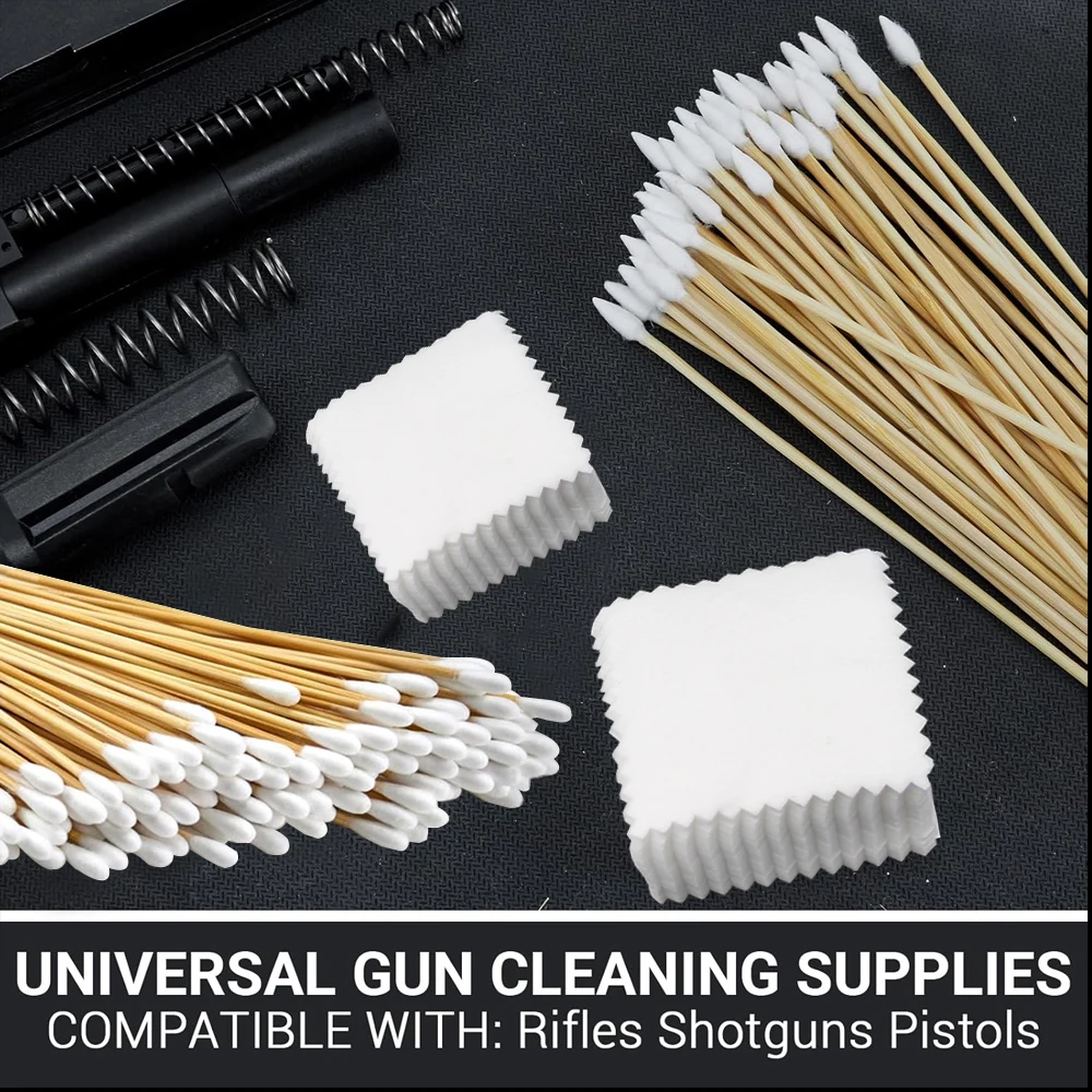 Gun Cleaning Patches Lint Free Gun Bore Chamber Cleaning Set 6 Inch Cotton Pointed Swabs Rifle Pistol Cleaning Supplies thumbnail 2