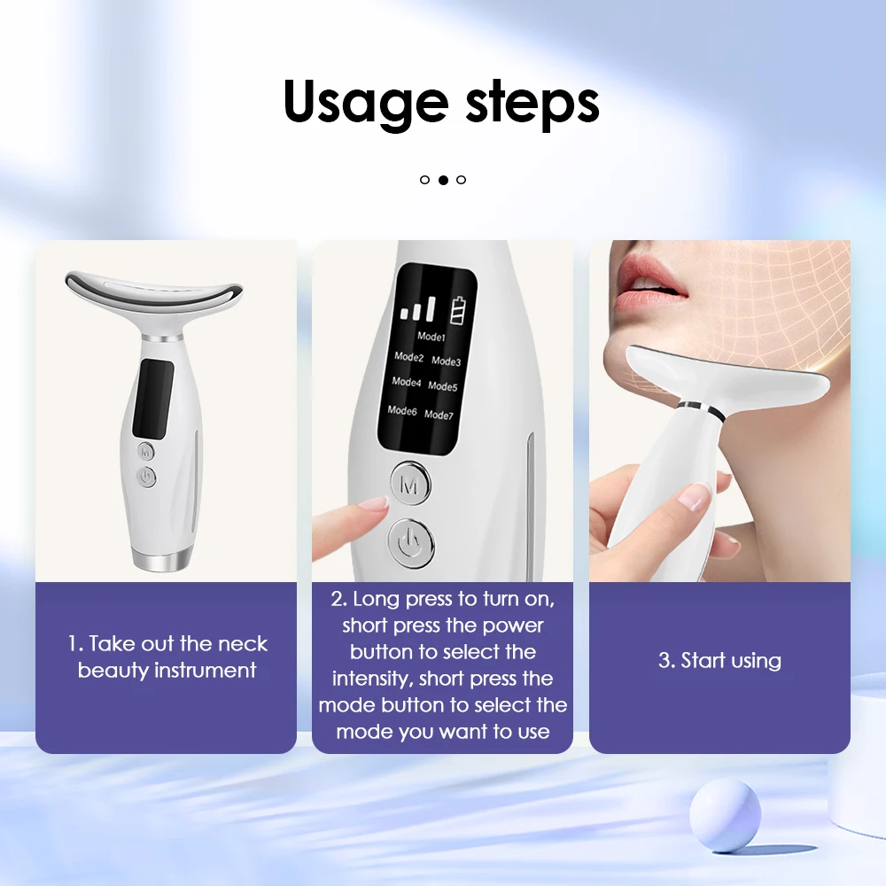 Neck Face Beauty Device Vibration Massage Personal Care Tools Improve Neck Lines Home Use Face Lifting Machine 7 Modes 3 Levels thumbnail 6