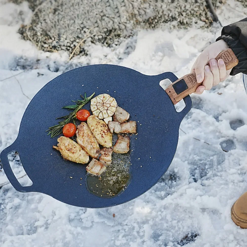 Outdoor Grill Pan Handle Anti-scald Solid Wood Handle Adjustable Grill Pan Clip Insulated Handle Camping Picnic Cookware Tools thumbnail 2