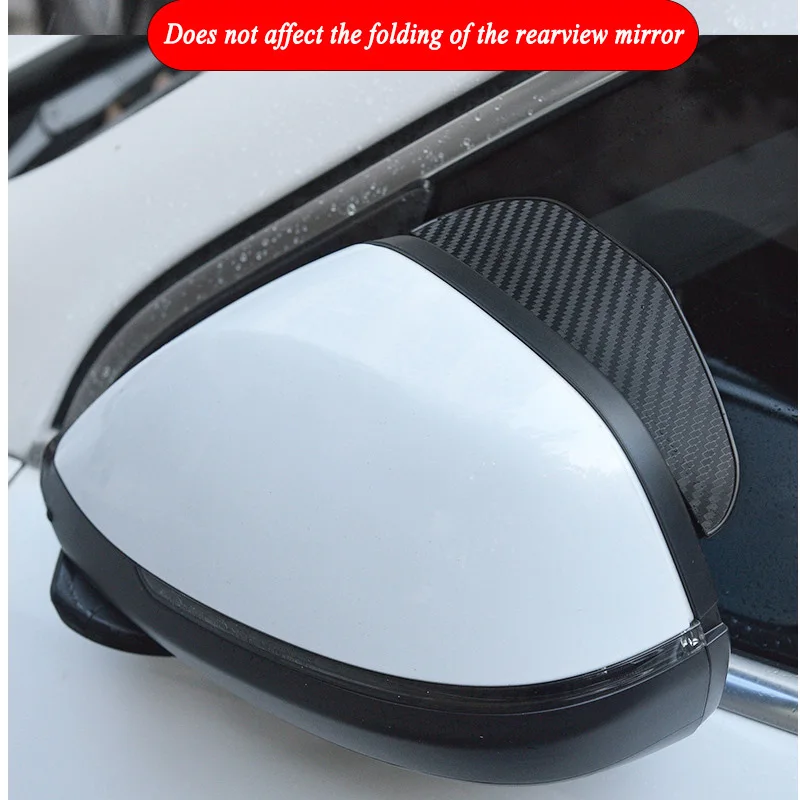 2Pcs Universal Car Rearview Mirror Rain Eyebrow Carbon Fiber Car Clear Rear View Rainproof Protector Stickers for Car Accessorie thumbnail 2