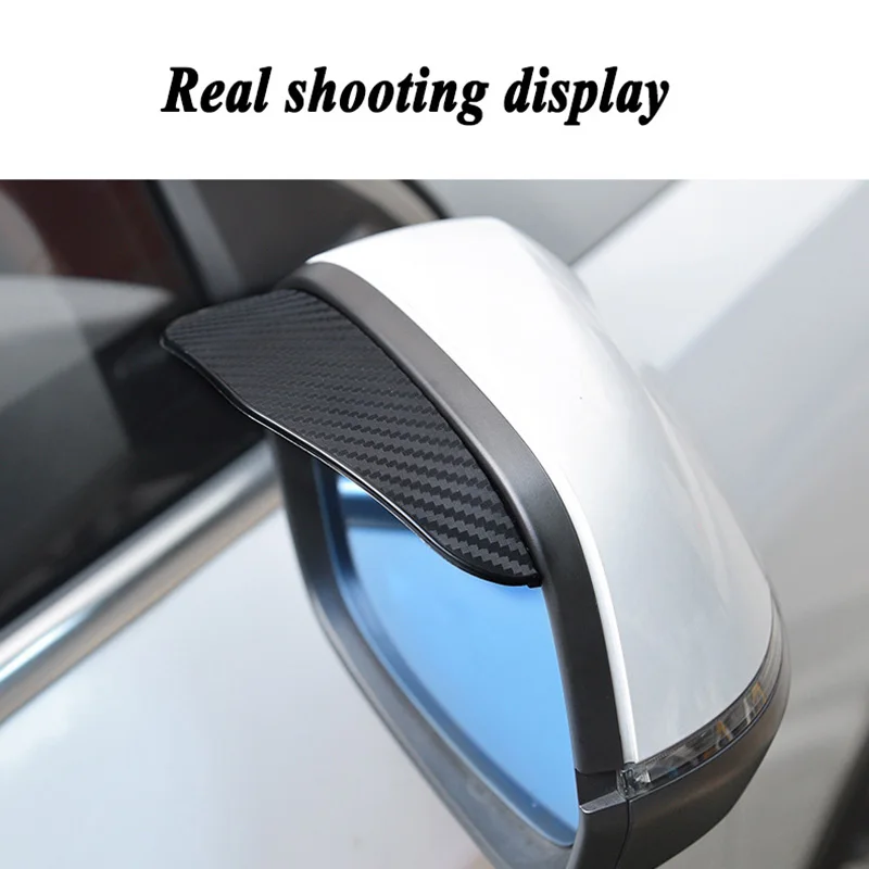 2Pcs Universal Car Rearview Mirror Rain Eyebrow Carbon Fiber Car Clear Rear View Rainproof Protector Stickers for Car Accessorie thumbnail 3