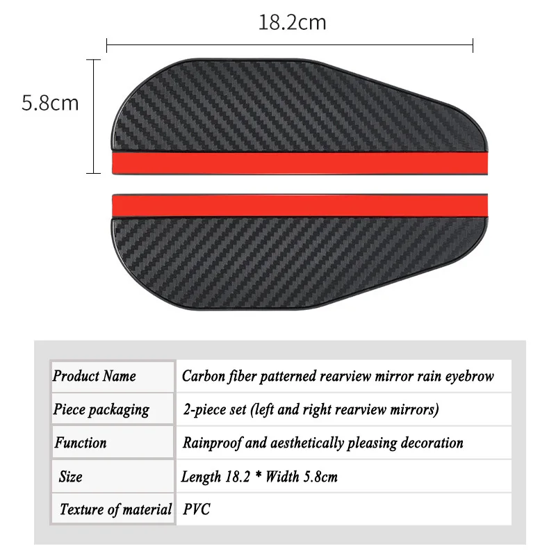 2Pcs Universal Car Rearview Mirror Rain Eyebrow Carbon Fiber Car Clear Rear View Rainproof Protector Stickers for Car Accessorie thumbnail 4