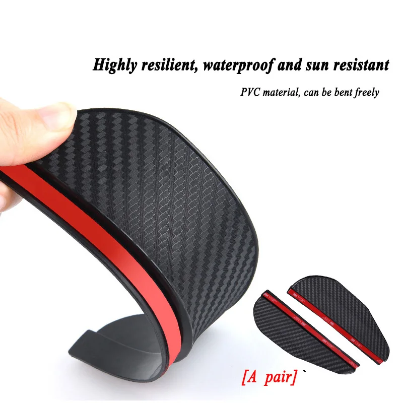 2Pcs Universal Car Rearview Mirror Rain Eyebrow Carbon Fiber Car Clear Rear View Rainproof Protector Stickers for Car Accessorie thumbnail 6