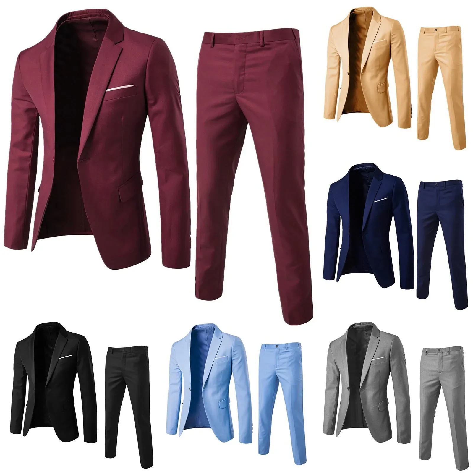 Business Wedding Men's Suit Two-Piece Set Slim Fit Korean Style Best Man Groomsmen Formal Wear Chinese Tailor-made Customizable
