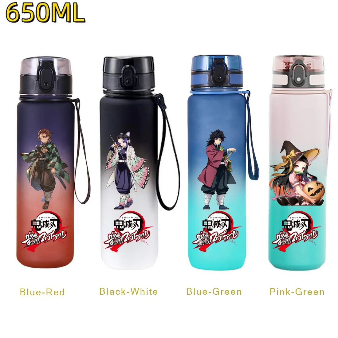 650ML Demon Slayer Kamado Tanjirou Water Bottle Kamado Nezuko Kochou Shinobu Fitness Drink Bottle Kettle Travel Office Jugs thumbnail 2