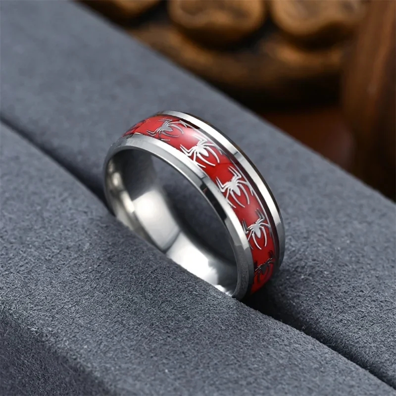 Spider Pattern Dome Edge,Comfortable Fit, Fashionable Daily ItemWedding Ring Red Personalized Couple Tungsten Carbide Ring thumbnail 2
