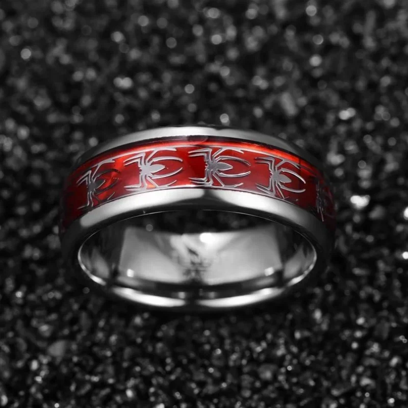 Spider Pattern Dome Edge,Comfortable Fit, Fashionable Daily ItemWedding Ring Red Personalized Couple Tungsten Carbide Ring thumbnail 4