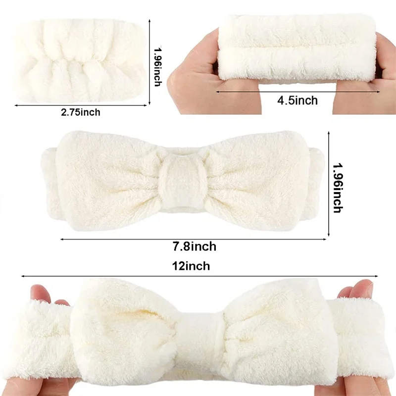 3pcs/set Face Washing Headband Wristband Set Facial cleaning Tool Skincare Bowtie Hair Band Elastic Wrist Cuffs for Wash Face thumbnail 6