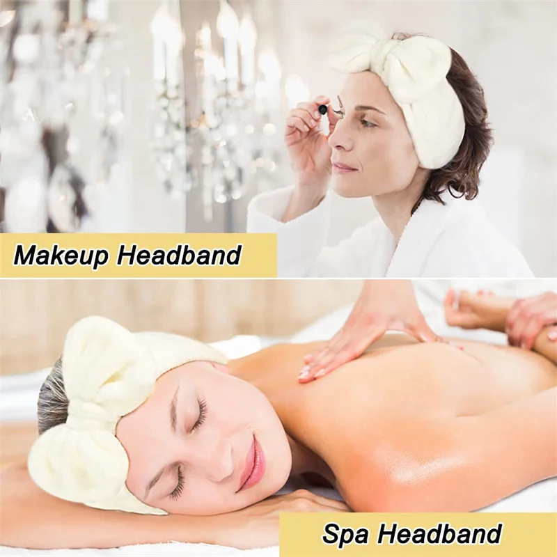 3pcs/set Face Washing Headband Wristband Set Facial cleaning Tool Skincare Bowtie Hair Band Elastic Wrist Cuffs for Wash Face thumbnail 5