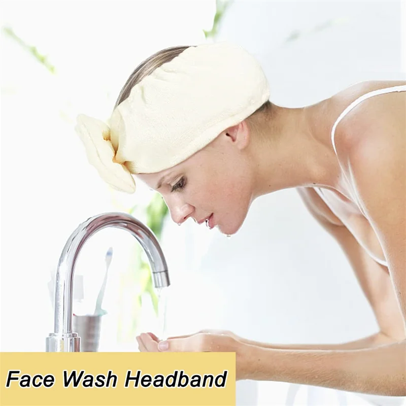 3pcs/set Face Washing Headband Wristband Set Facial cleaning Tool Skincare Bowtie Hair Band Elastic Wrist Cuffs for Wash Face thumbnail 4