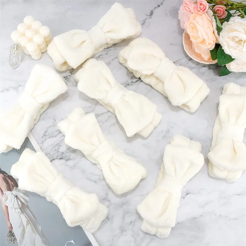 3pcs/set Face Washing Headband Wristband Set Facial cleaning Tool Skincare Bowtie Hair Band Elastic Wrist Cuffs for Wash Face thumbnail 3