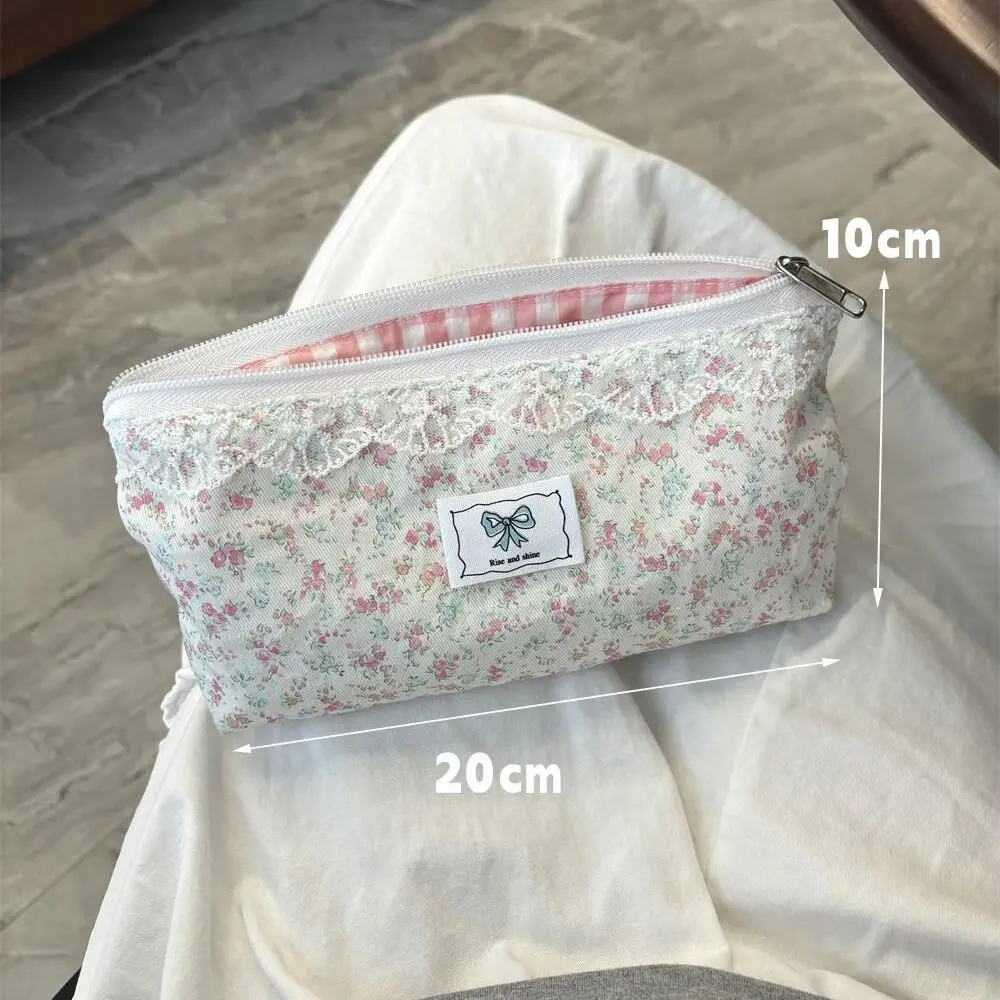 New Lace Floral Pen Bag Cute Fresh Pencil Case Studens Portable Stationery Bag Organizer For School Office thumbnail 6