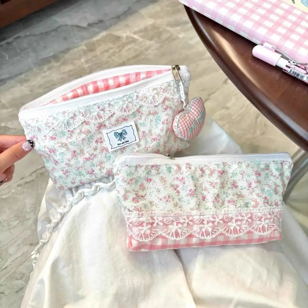 New Lace Floral Pen Bag Cute Fresh Pencil Case Studens Portable Stationery Bag Organizer For School Office thumbnail 4