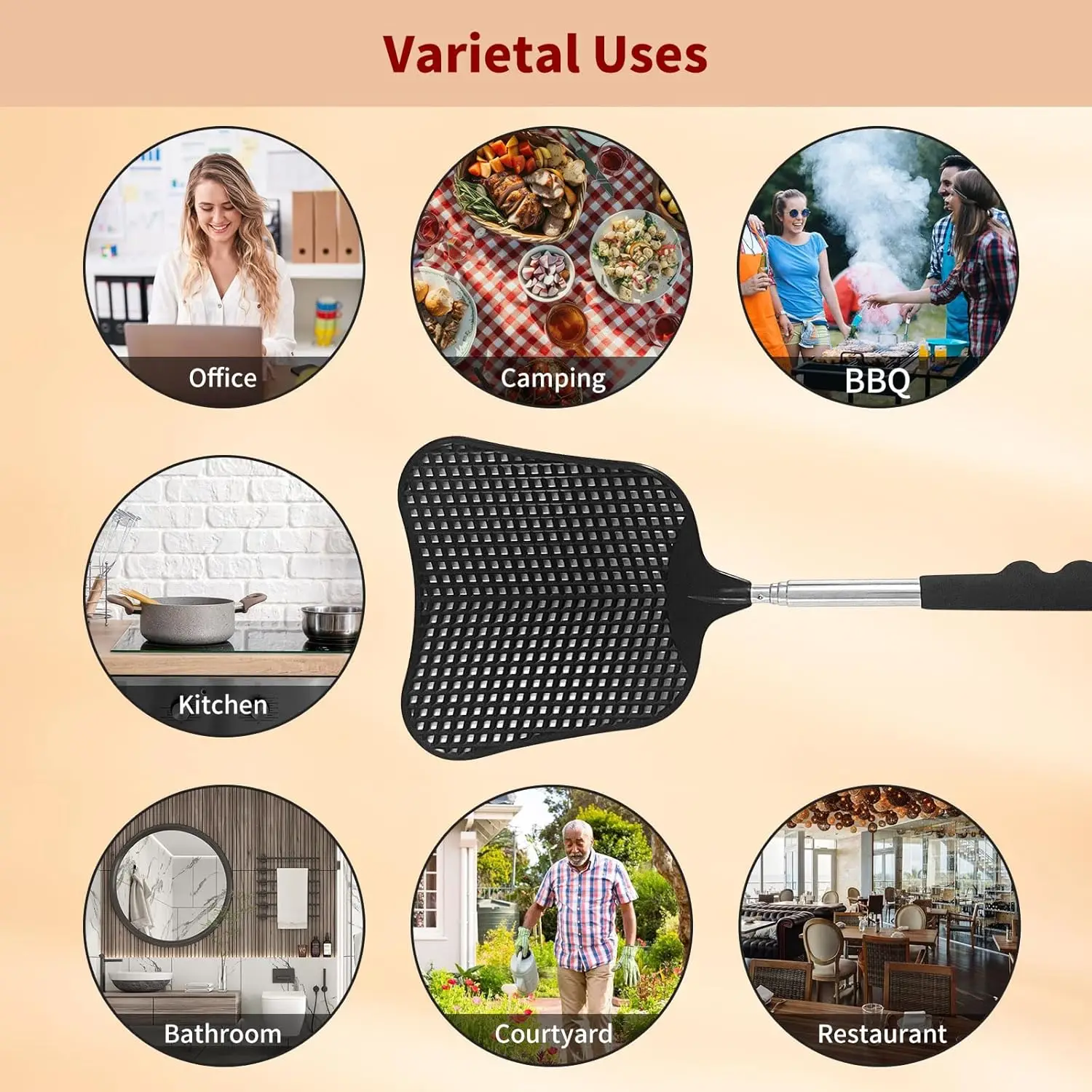 Fly Swatters 2 Pack, Telescopic Stainless Steel Handle, Plastic FlySwatter Set for Indoor Outdoor Home Hiking Camping Garden thumbnail 4