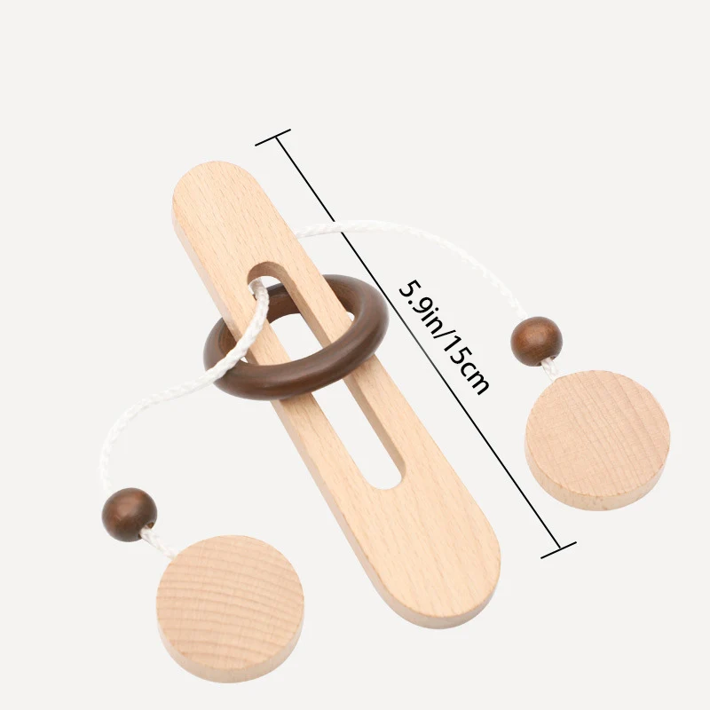 Wooden Ring Unlocking Game,Magic Ring Escape Classic Puzzle Toy, Kongming Lock Luban Lock Intelligence Toy thumbnail 4