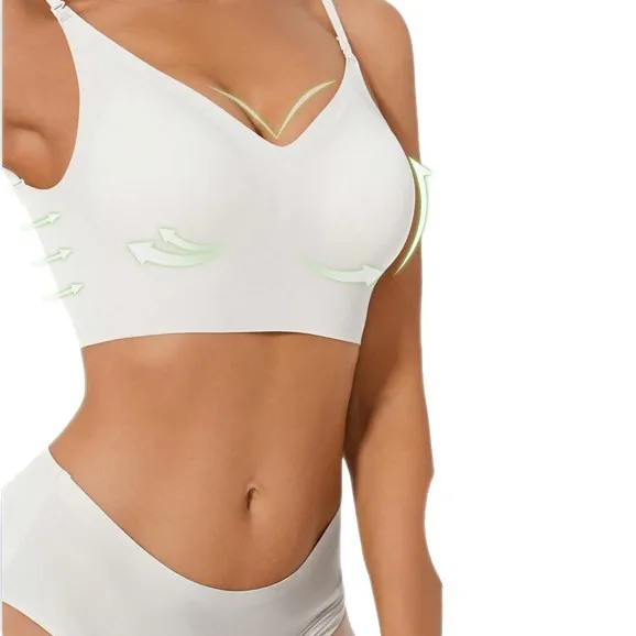 Women Invisible Bra Deep U Plunge Bras Backless Top for Dresses Sexy Lingerie with Transparent Strap Push Up Strapless Underwea thumbnail 5