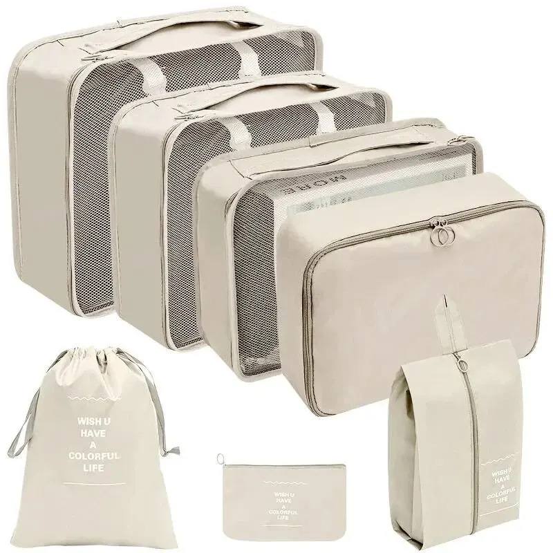 7/10 Pcs Set Travel Organizer Storage Bags Suitcase Packing Cubes Cases Portable Wardrobe Luggage Clothes Shoe Pouch Fold thumbnail 2