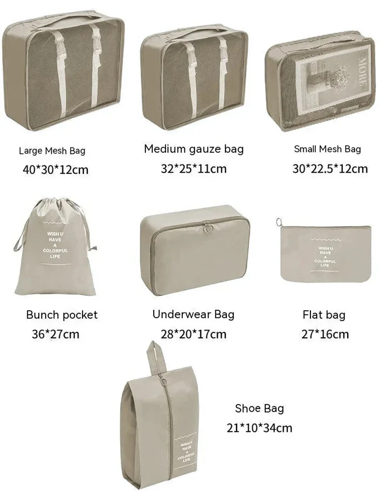 7/10 Pcs Set Travel Organizer Storage Bags Suitcase Packing Cubes Cases Portable Wardrobe Luggage Clothes Shoe Pouch Fold thumbnail 4
