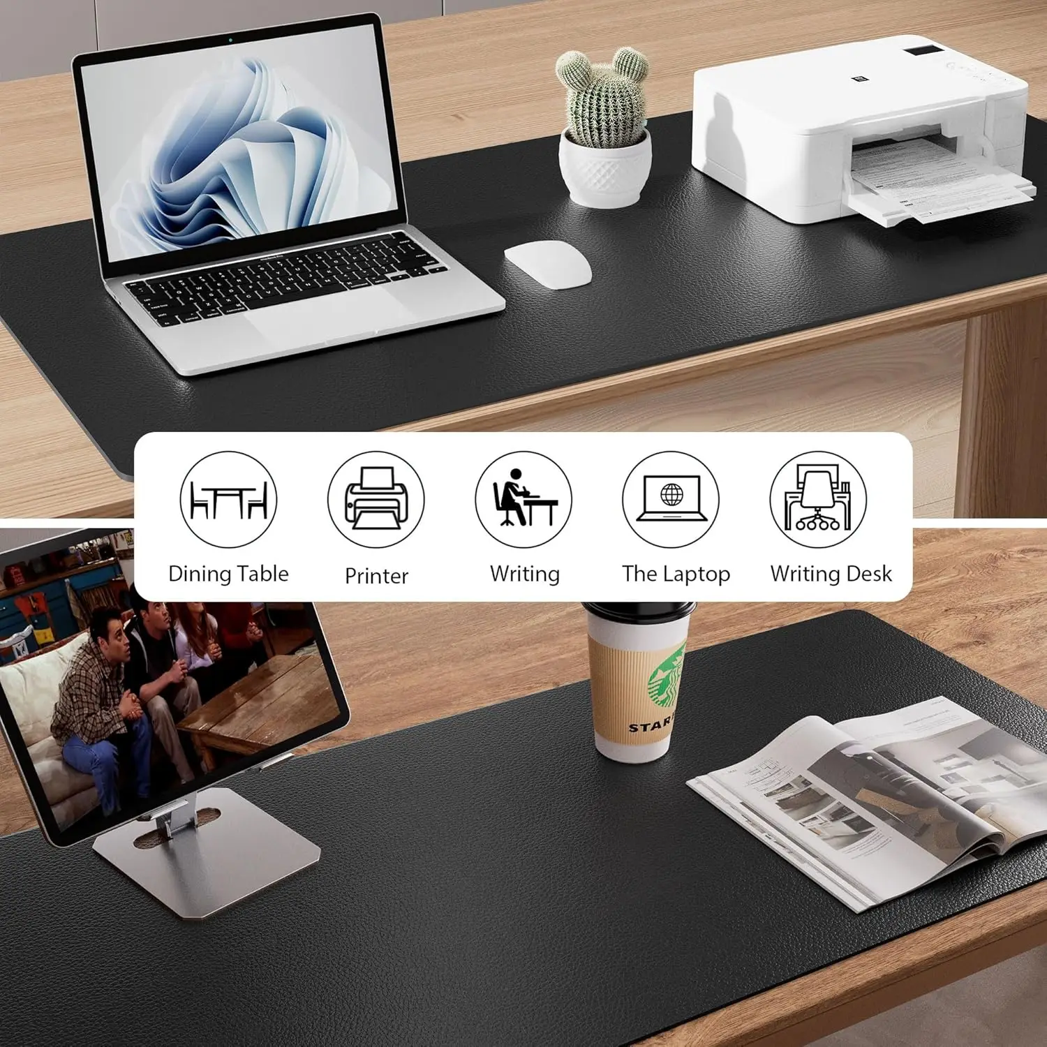 Mouse Pad Large Office Desk Mat ,Waterproof PU Leather Desktop Keyboard Desk Pad Gaming Mousepad Desk Writing Pad for home thumbnail 6