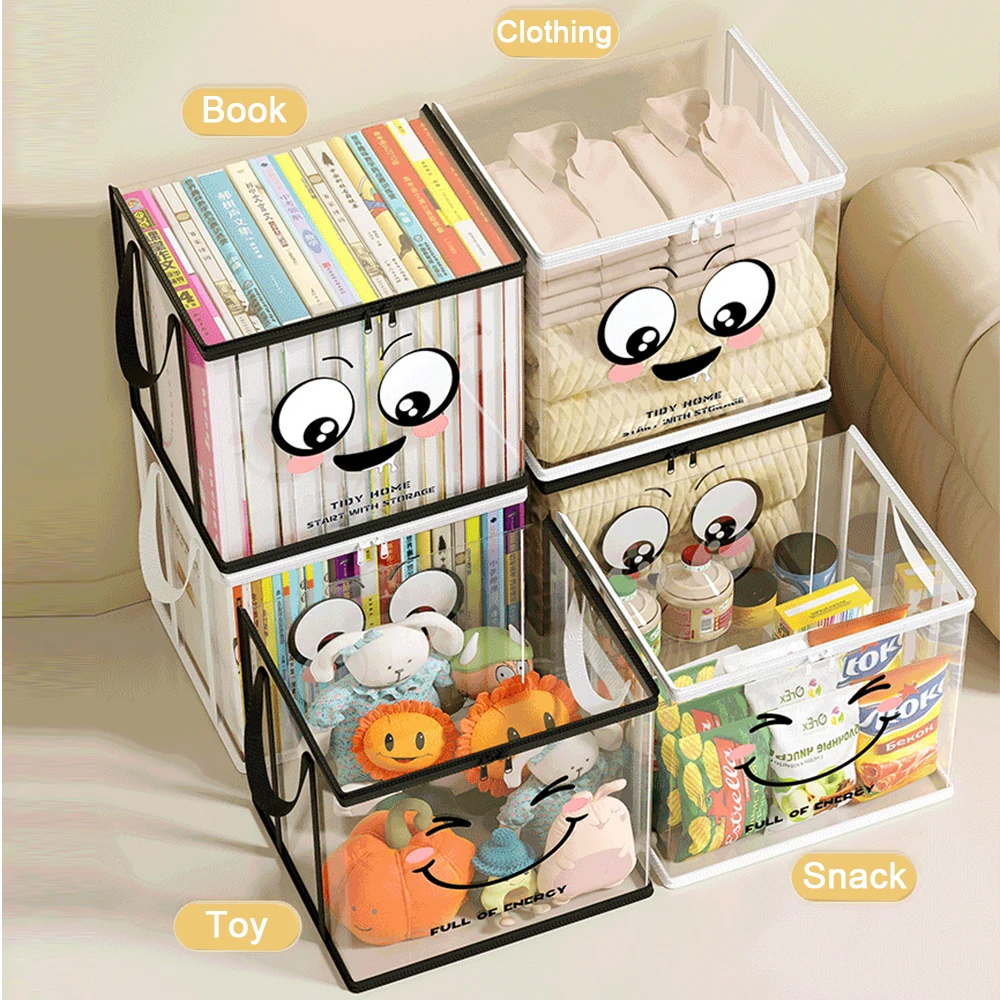 Foldable book box student dormitory classroom book organizer transparent waterproof household book organizing storage box Pouch thumbnail 2