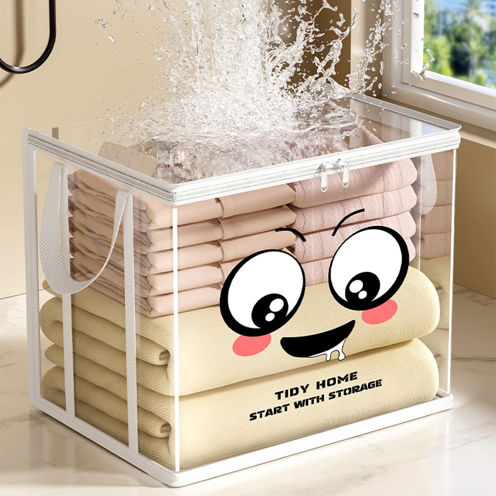 Foldable book box student dormitory classroom book organizer transparent waterproof household book organizing storage box Pouch thumbnail 6