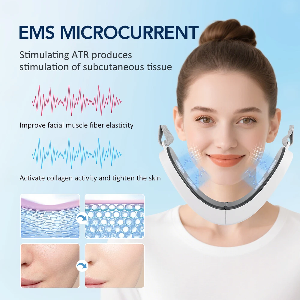 Electric Face Lifting Device Micro-Current V-Face Double Chin Remover Smart Facial Massager Beauty Skin Care Chin Lift Up Belt thumbnail 2