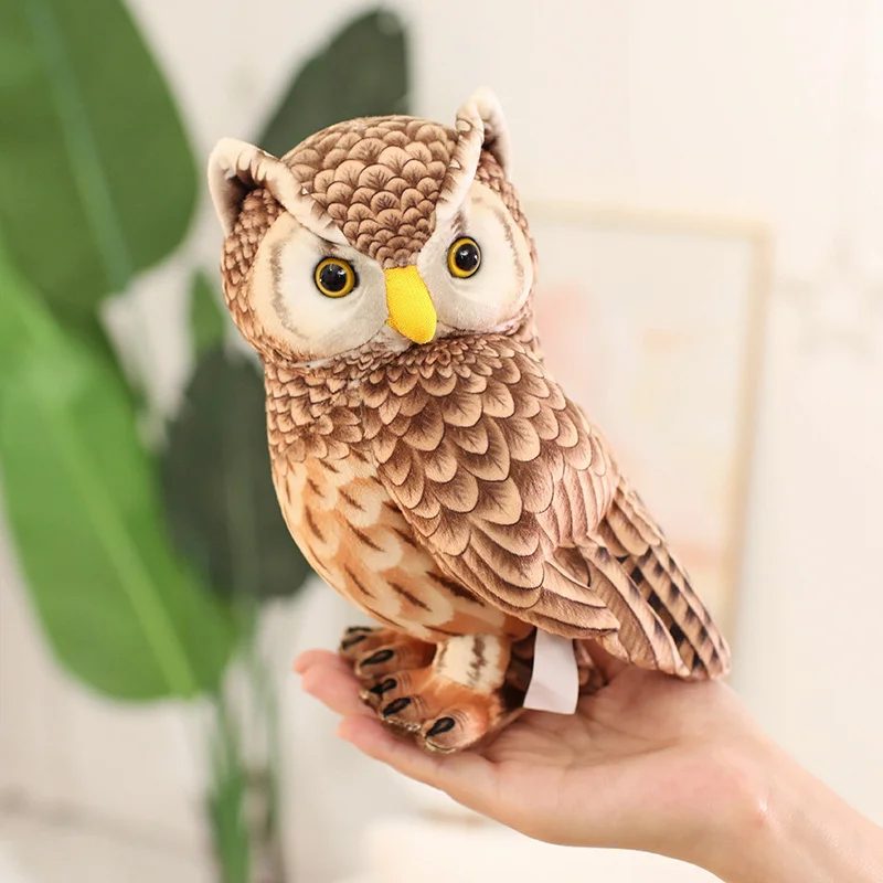 Simulation Owl Plush Toys Soft Stuffed Lifelike Owl Doll Pretty Desktop Pets Funny Children Performance Game Props Birthday Gift