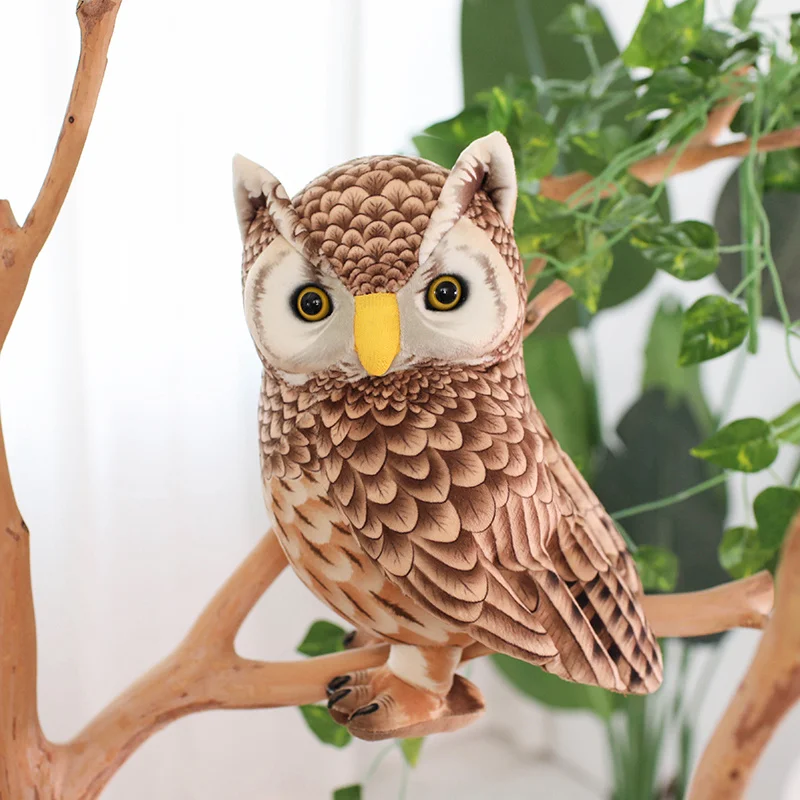 Simulation Owl Plush Toys Soft Stuffed Lifelike Owl Doll Pretty Desktop Pets Funny Children Performance Game Props Birthday Gift thumbnail 3