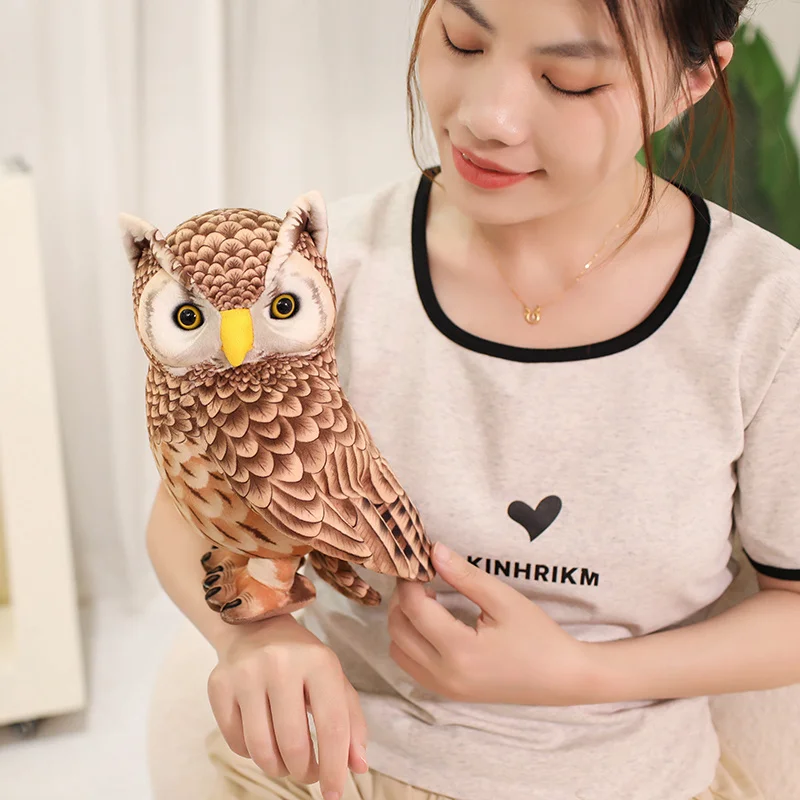 Simulation Owl Plush Toys Soft Stuffed Lifelike Owl Doll Pretty Desktop Pets Funny Children Performance Game Props Birthday Gift thumbnail 4