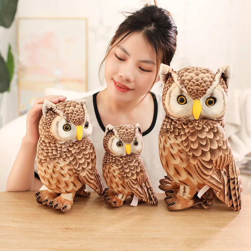 Simulation Owl Plush Toys Soft Stuffed Lifelike Owl Doll Pretty Desktop Pets Funny Children Performance Game Props Birthday Gift thumbnail 2