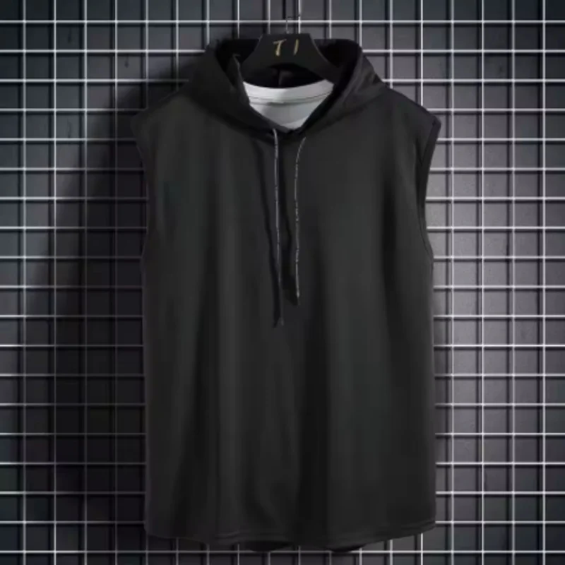 Solid Color 2025 Brand New Men's Tank Tops Vest Sleeveless Tees For Male Hooded Man Vests Tops Hip Hop Men Tank Top T shirt thumbnail 2