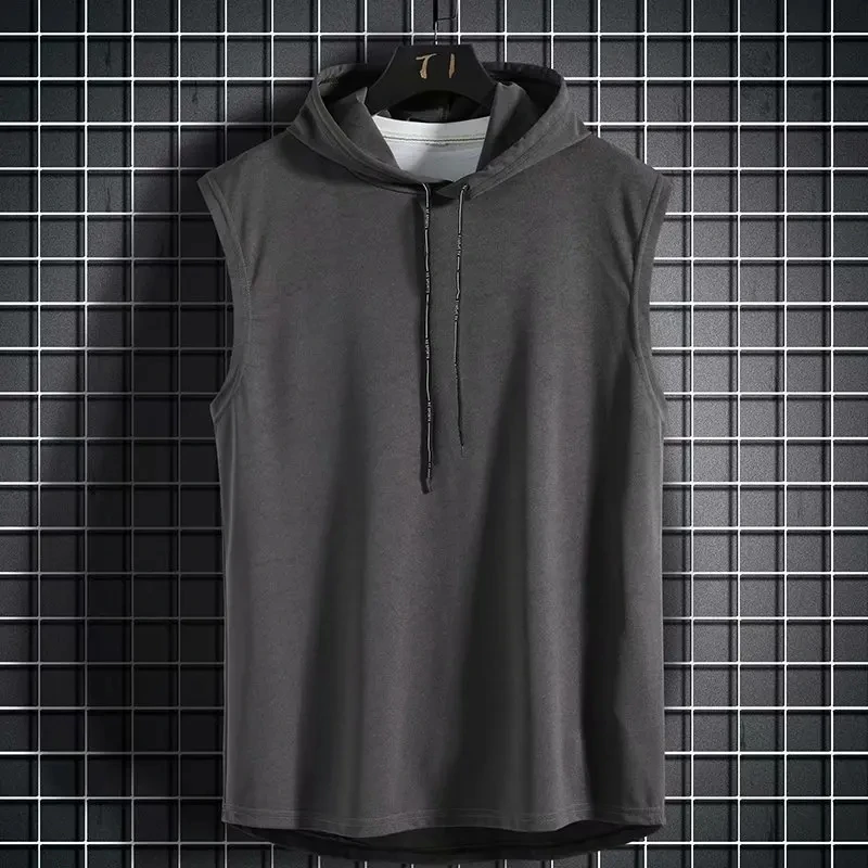 Solid Color 2025 Brand New Men's Tank Tops Vest Sleeveless Tees For Male Hooded Man Vests Tops Hip Hop Men Tank Top T shirt thumbnail 3