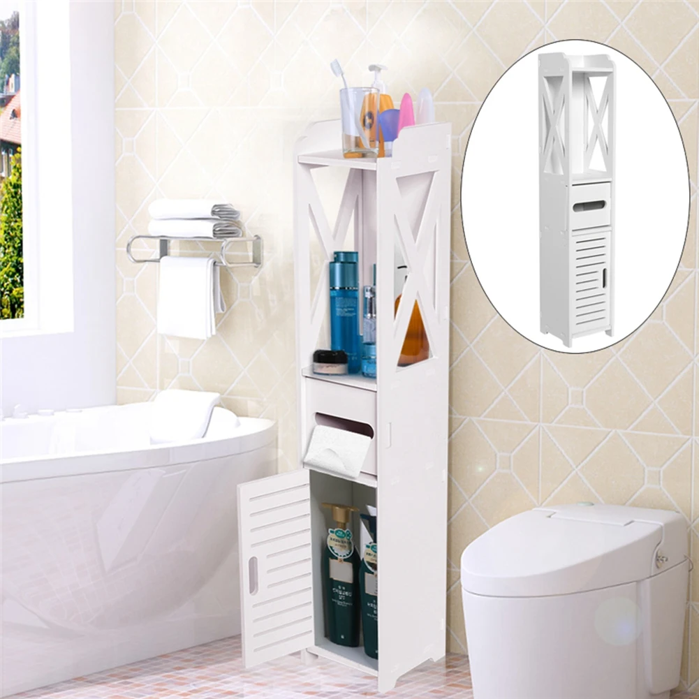 Bathroom Storage Shelf 80x15.5x15CM Bathroom Toilet Furniture Cabinet White Wood Cupboard Shelf Tissue Storage Rack thumbnail 3