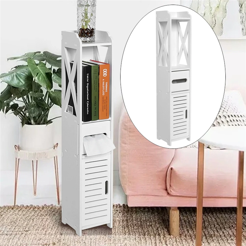Bathroom Storage Shelf 80x15.5x15CM Bathroom Toilet Furniture Cabinet White Wood Cupboard Shelf Tissue Storage Rack thumbnail 2