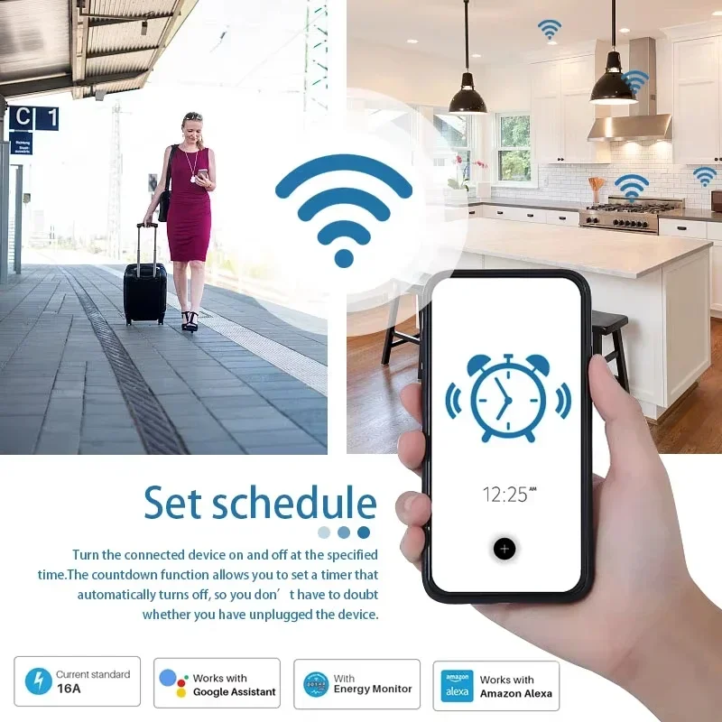 EU WiFi Smart Plug 16A/20A Smart Socket with Power Monitoring Timer Remote APP Voice Control Compatible with Alexa Google Home thumbnail 5