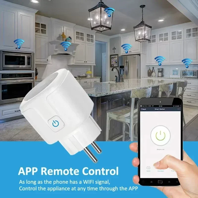 EU WiFi Smart Plug 16A/20A Smart Socket with Power Monitoring Timer Remote APP Voice Control Compatible with Alexa Google Home thumbnail 4