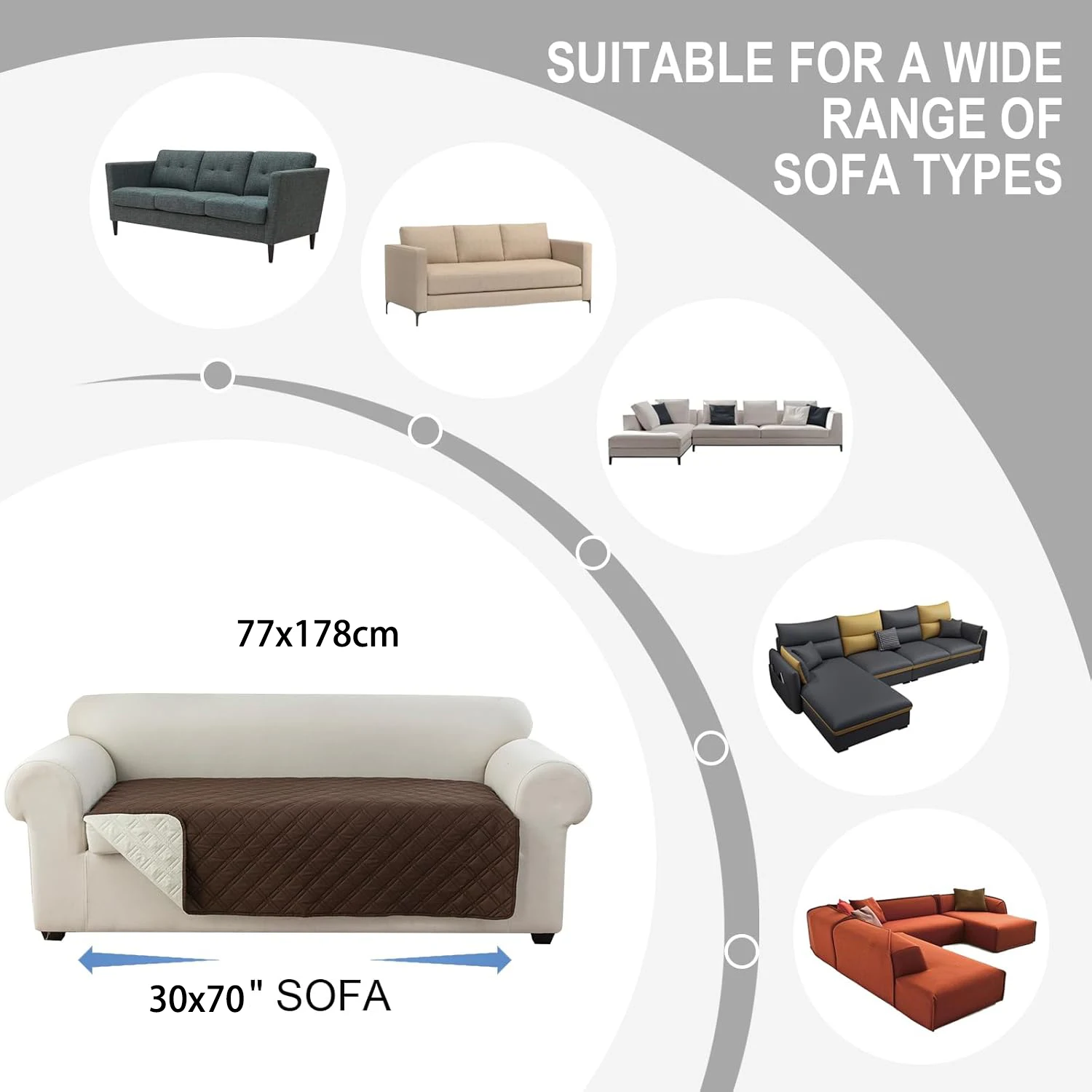 Waterproof Sofa Cover 77x178cm for Pets Living Room Non-Slip Couch Protector Home Decor Sofa Slipcover Mat for Dogs Cats Kids thumbnail 3