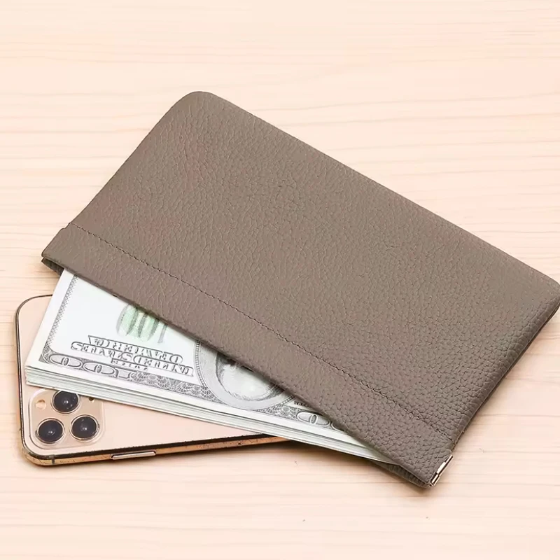 Self-Closing Artificial Leather Long Wallet Passport Driver's License ID Holder Headphone Data Cable Storage Cash Pouch thumbnail 3
