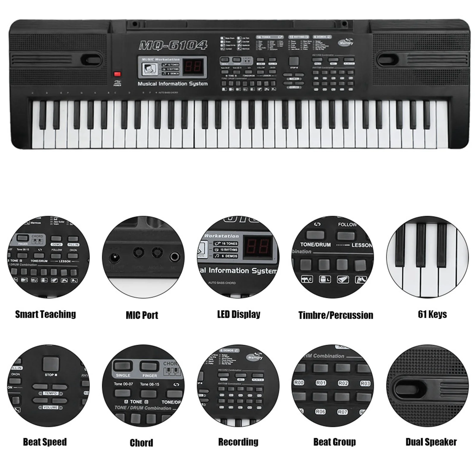 Kid Electronic Organ 61 Keys Digital Music Electronic Organ Portable Keyboard with Microphone for Children thumbnail 4