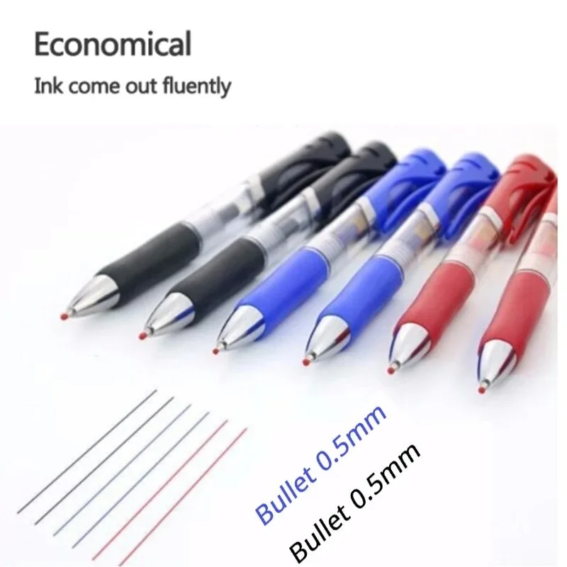 23pcs Retractable Ballpoint Pen Large Capacity 0.5mm Ballpoint Pen Black/Red/Blue Replaceable Refill Stationery School Supplies thumbnail 3